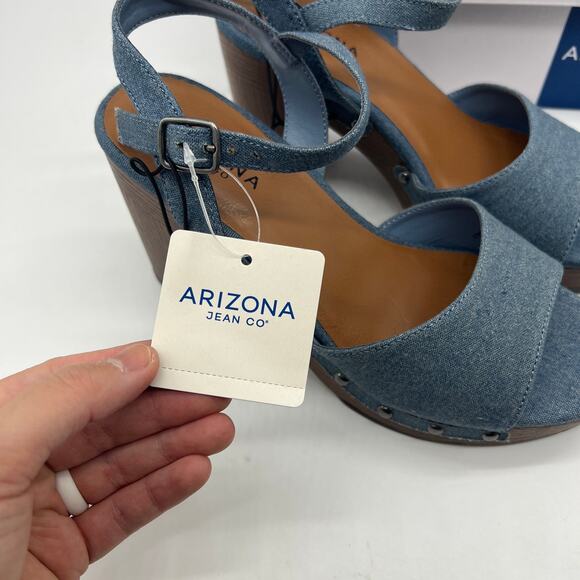 Arizona Jean Co Womens Heather Heeled Sandals Blue Denim Size 7.5M - Picture 3 of 16
